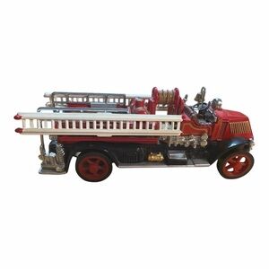 Vintage Red and Silver Fire Truck Toy
